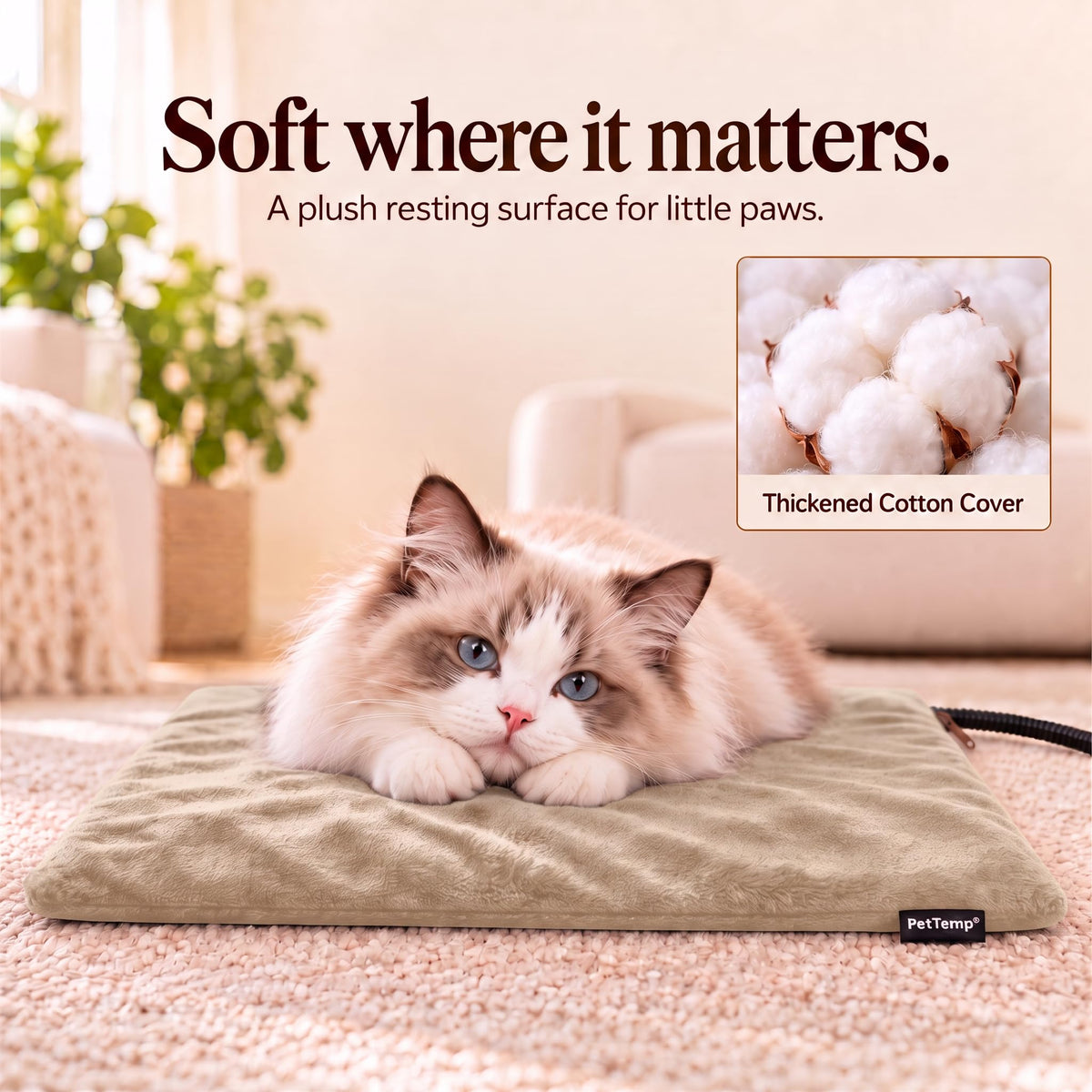 Dog Heating Pad (Beige / Medium: 20" x 16" x 1.6")
