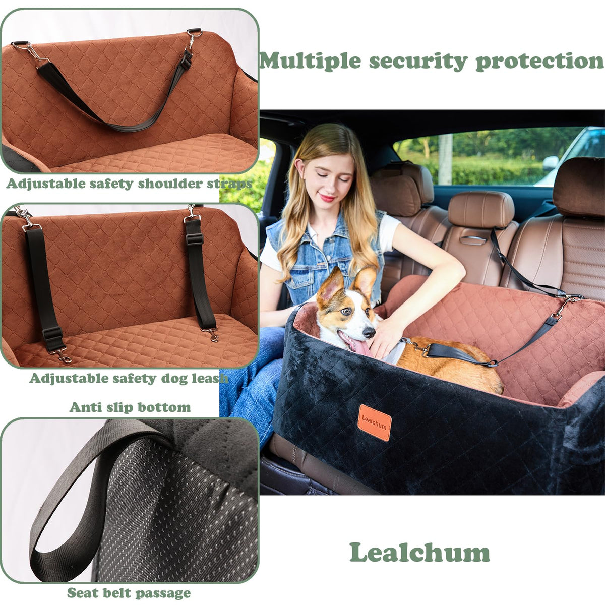Large Dog Car Seat (Black / Large)
