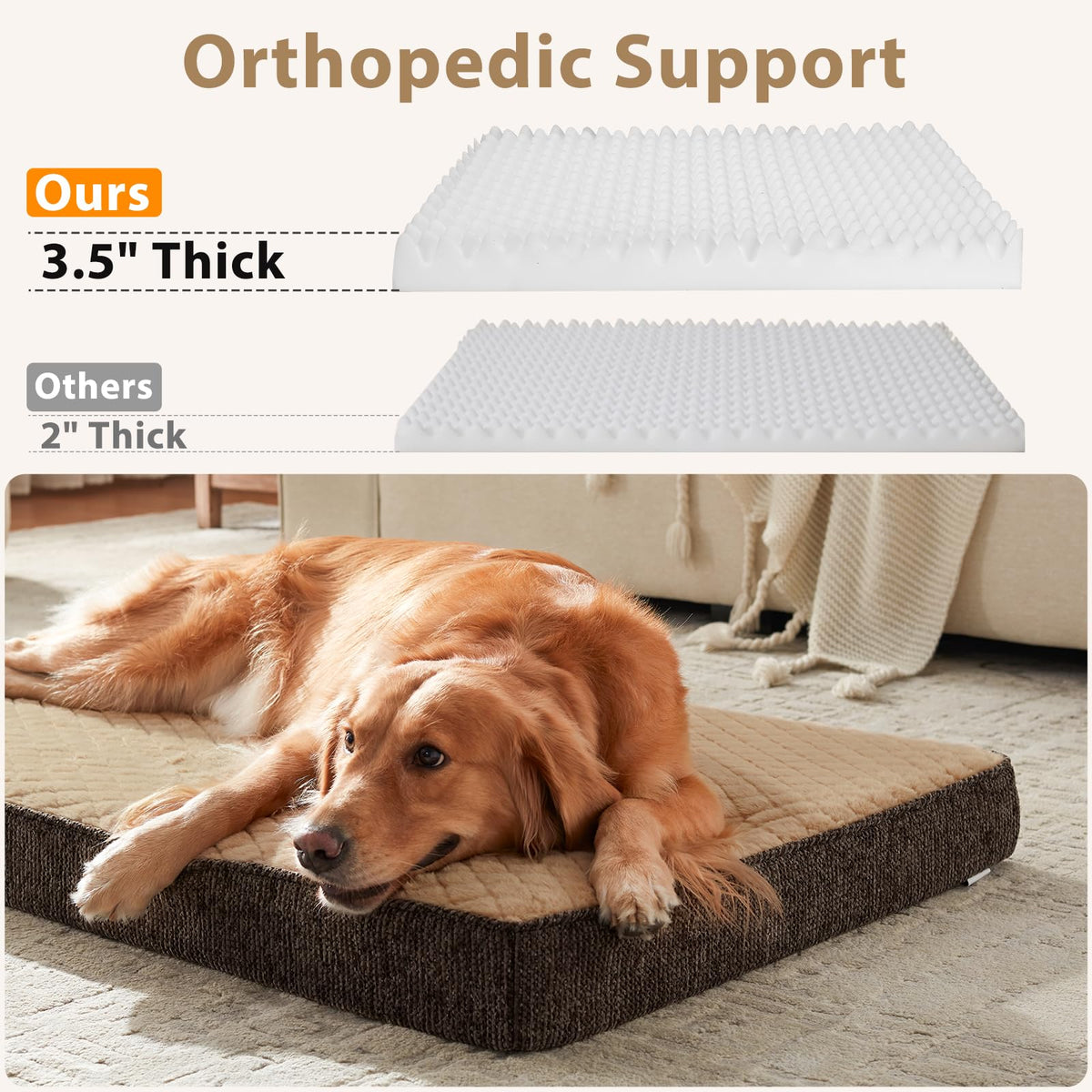 Orthopedic Dog Bed for Small Dogs (S(23"x17") / Brown)