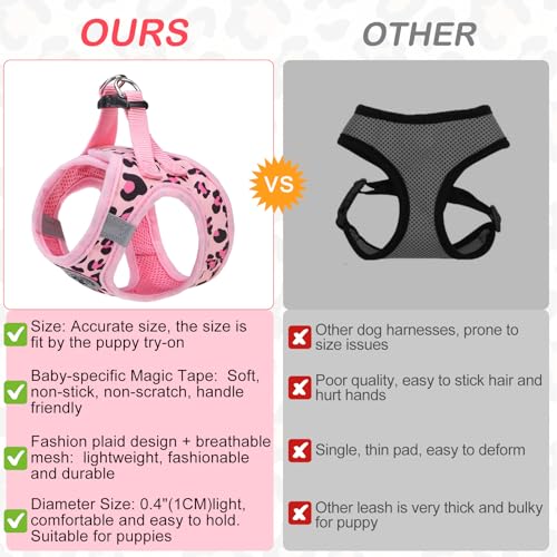 Step in Dog Harness and Leash Set (Small(Chest Girth 14.5" - 16") / Leopard Pink)