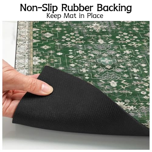Pet Food Mats for Floor (Dark Green / 30"l X 17"w)