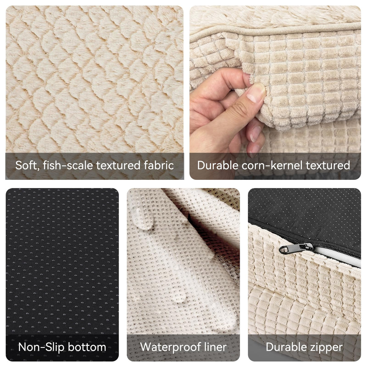XXL Orthopedic Dog Bed for Large Dogs (Beige / 48"l X 35"w X 7.5"th)