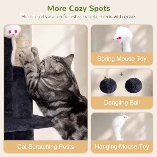Cat Tree Tower for Indoor Cats Large Adult (Dark Grey / XL)