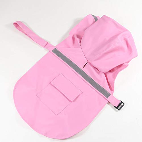 Large Dog Raincoat Adjustable Pet Waterproof Clothes Lightweight Rain Jacket Poncho Hoodies with Strip Reflective (Pink / XXXL)
