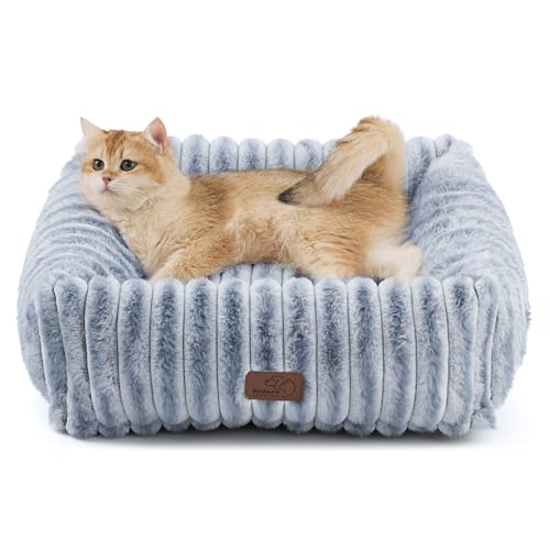 ComfyFleece® Cute Dog Bed for Small Dogs & Cats (20.0"L x 19.0"W x 6.0"Th / Blue Indigo)