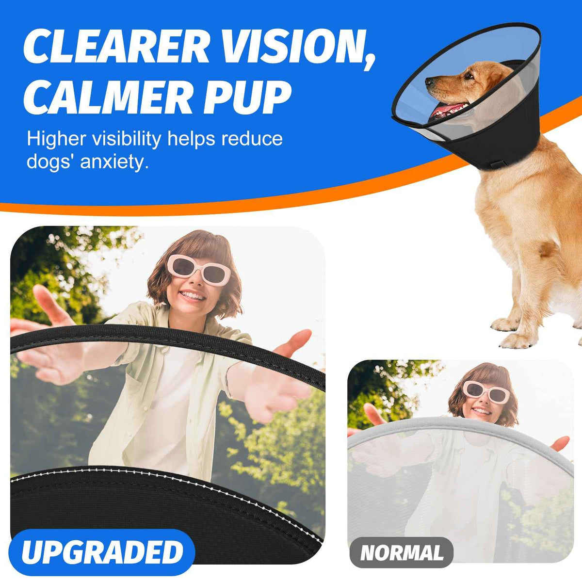 Dog Cone Collar with Soft Liner to Stop Licking After Surgery for Recovery (Jet Black / XL(Depth: 11.0, Girth: 16-19.5))