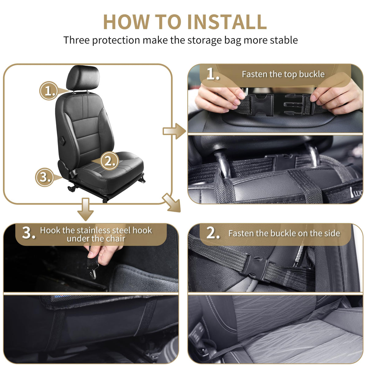 Car Backseat Organizer with Touch Screen Tablet Holder (Black / 1 Pack)
