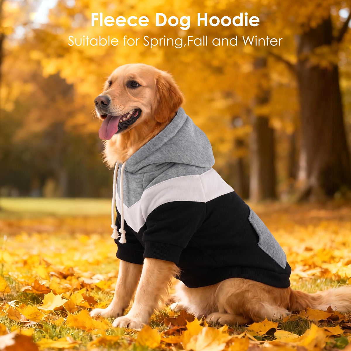 Dog Basic Hoodie Soft Dog Clothes Cold Weather Sweaters for Medium Large Dogs Cozy Fabric Warm Sweatshirt with Leash Hole for Boys (Midnight Grey / L (Back: 20.47",Chest: 28.35",20-35lbs))