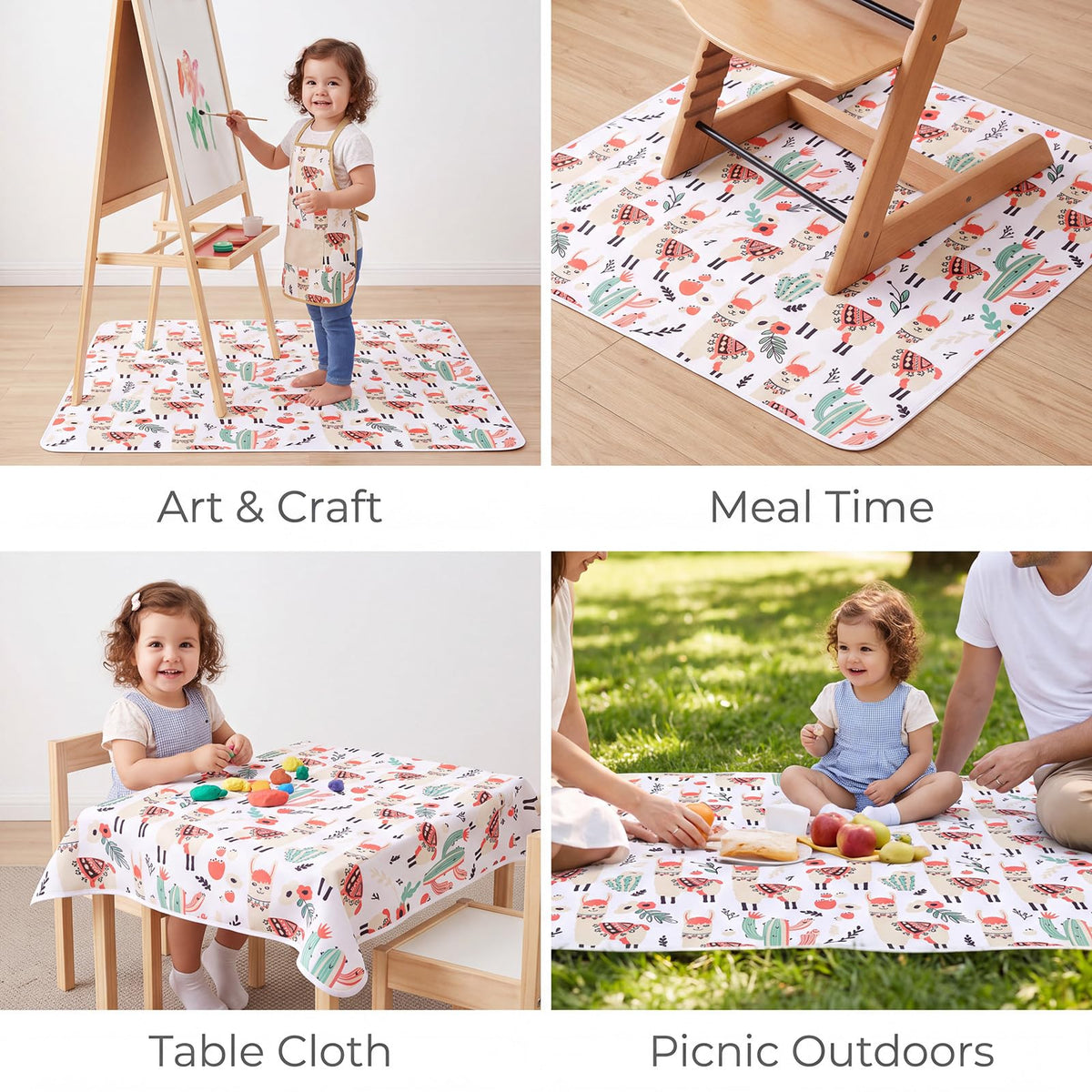Splat Mat for Under High Chair (Llama)