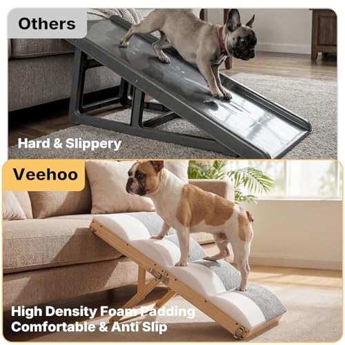 Foldable Dog Ramp for Couch Lower Bed Small Dogs 17"W (Light Gray / up to 20.5"-for couch/lower bed)