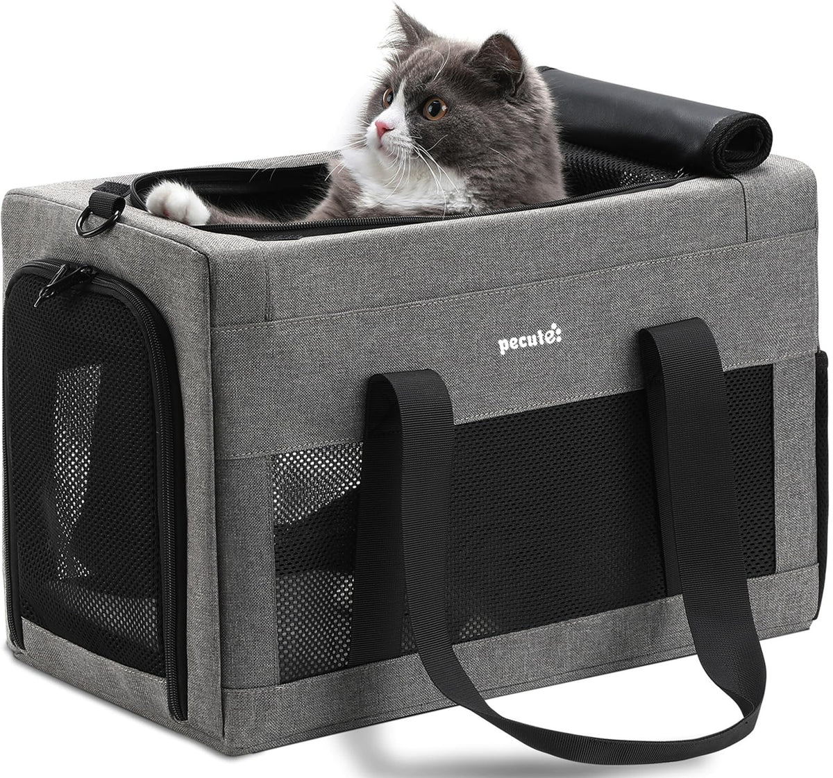 Airline Approved Cat Carrier (Grey / 16.7"L x 11.0"W x 9.0"H)