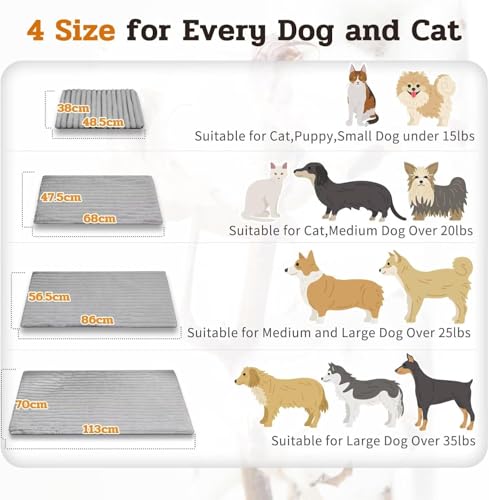 Soft Plush Fluffy Self Warming Thermal Pet Mat for Dogs and Cats (Misty Gray / X-Large (45'' X 28'' X 1''))