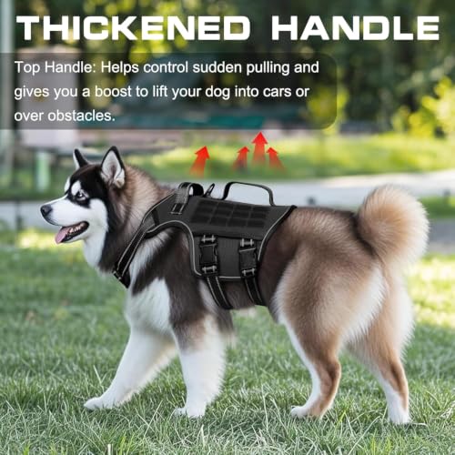 Dog Harness for Large Dogs (Black / XL(Neck:21-32",Chest:26-39"),75-135 lbs)