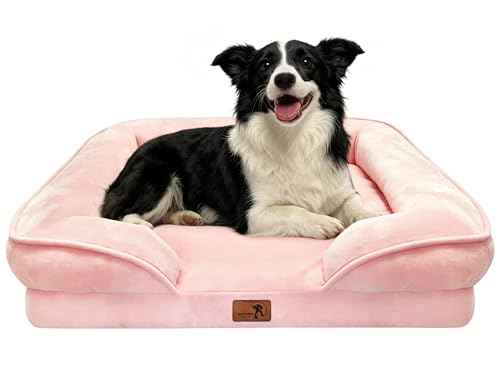 Orthopedic Dog Bed with Sides (35.0"L x 25.0"W x 6.5"Th / Pink)