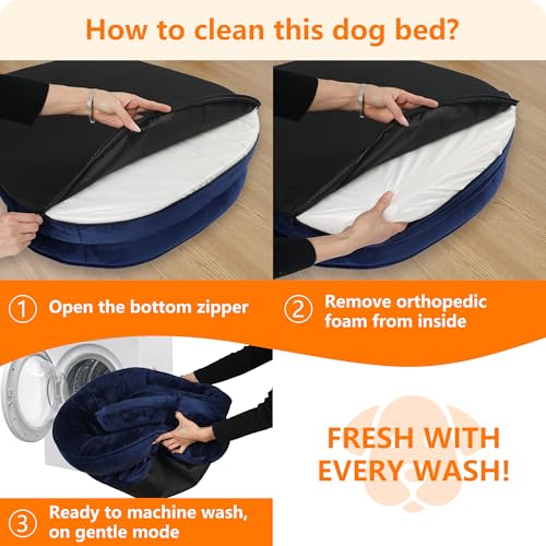 Orthopedic Waterproof Large Dog Bed Sofa (Navy Blue / Large(42 x 31 x 6.5 inch))