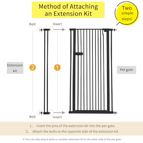 Extra Tall Cat Gate Extension Kit 61.02" High 4.13" Wide Black (61.02" H-black / 4.13" W, Extension)