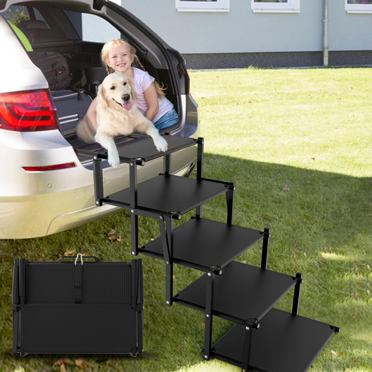 Extra Wide 20" Dog Stairs for Large Dogs (5-Steps Extra-Wide)