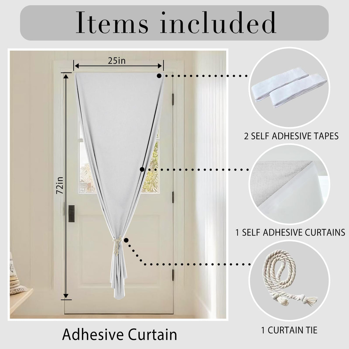 100% Blackout French Door Curtain (24"W x 72"L (Pack of 1) / Off-white)