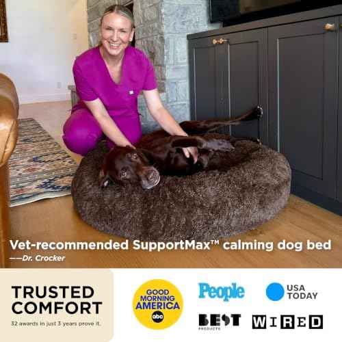 SupportMax® Calming Dog Bed Medium Size Dog Washable Pet Bed (Dark Grey / M PLUS(33x33x7))