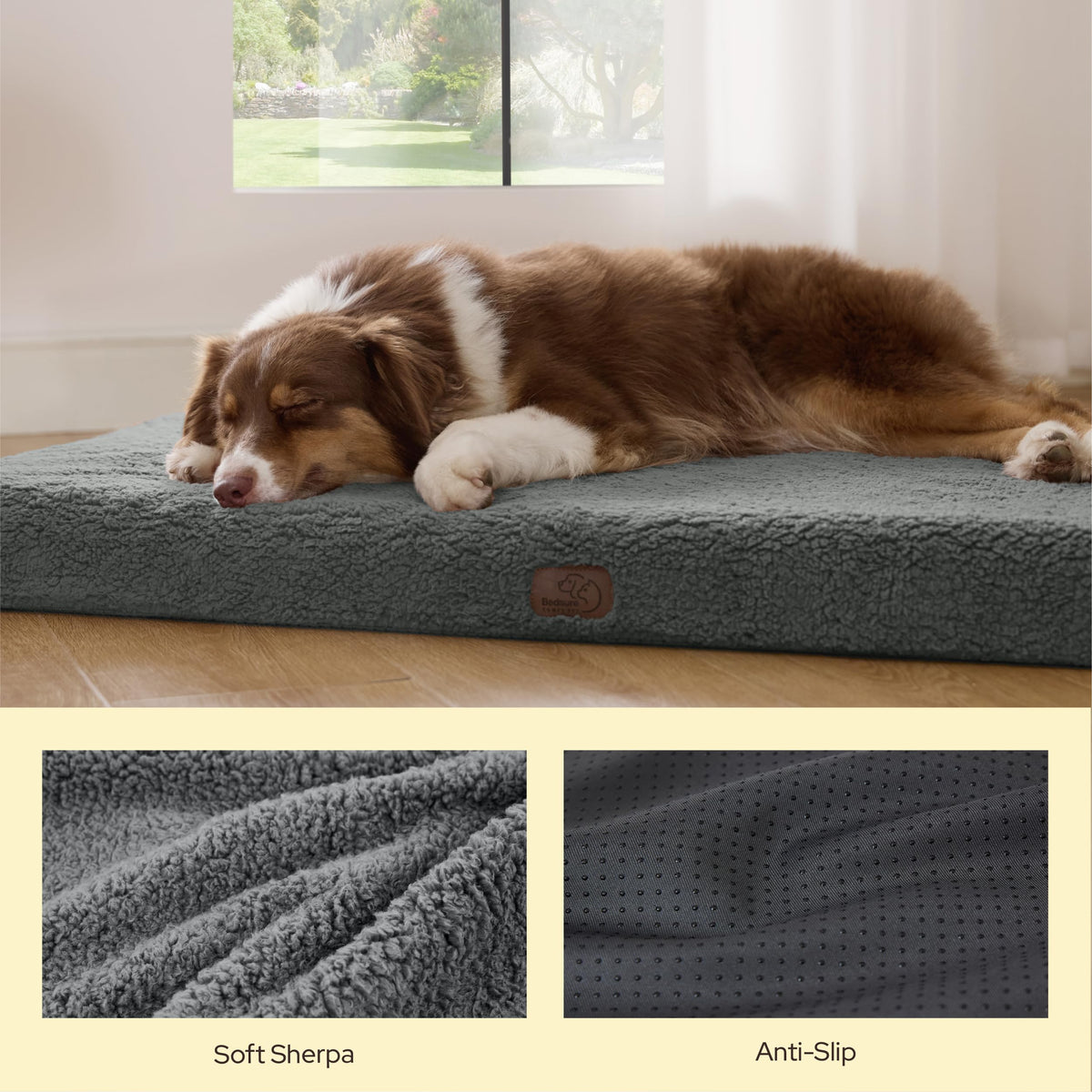 Self Warming Dog Beds Large Sized Dog with Washable Cover (36"L x 27"W x 3"Th / Ashen Grey-Self Warming Version)