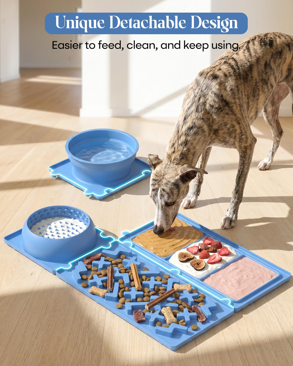 4-in-1 Detachable Dog Lick Mat Set with Suction Cups 24"x16"