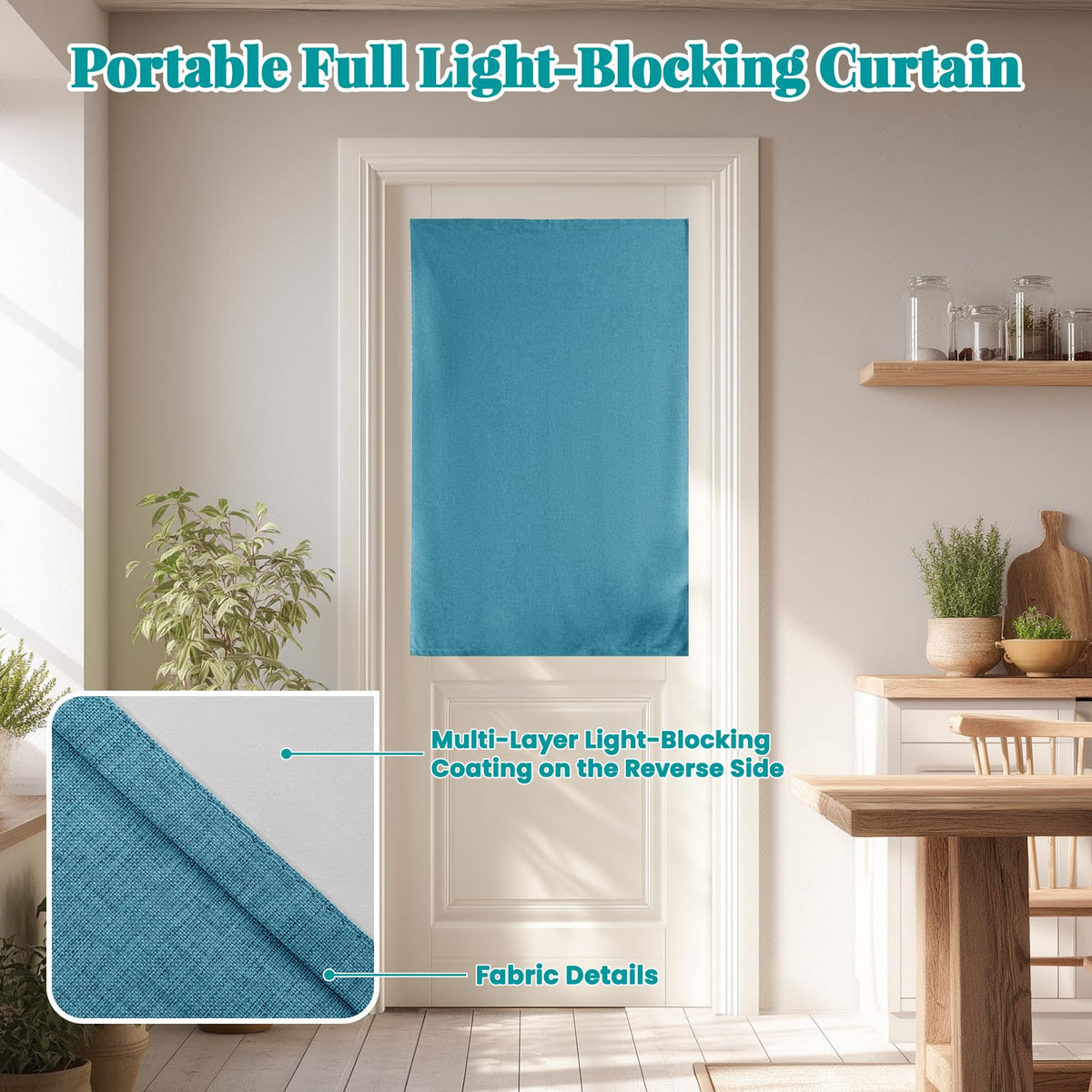 100% Blackout French Door Curtains (25"W x 40"L (Pack of 1) / Stone Blue)