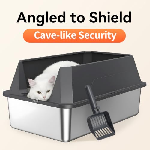 Stainless Steel Litter Box with High Sides (Gray-L3)
