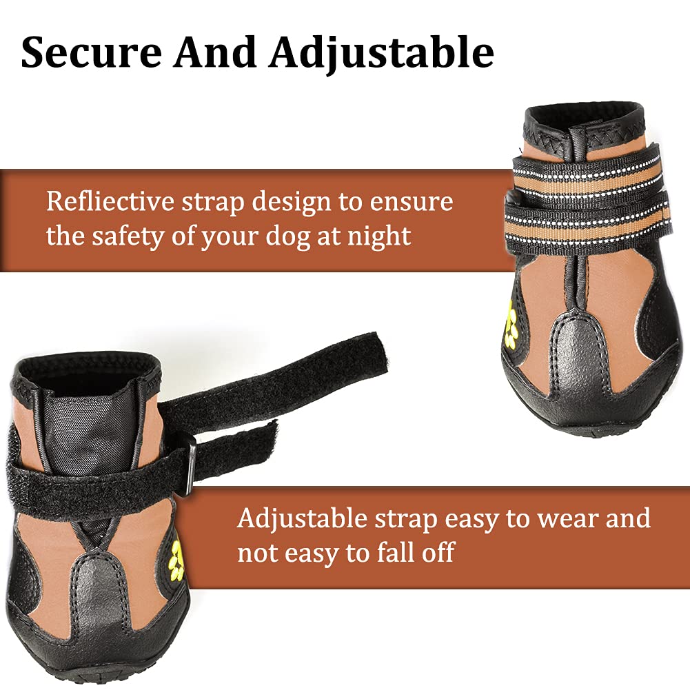 Dog Boots & Paw Protectors Non (Size 1: （2.3''x1.6'')(L*W) for 10-23 lbs / Brown)