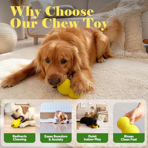Natural Rubber Dog Chew Toys Dog Toys for Aggressive Chewers Gourd (Yellow-Gourd)
