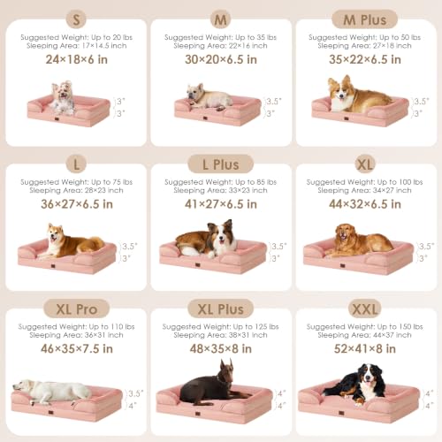 Orthopedic XXL Dog Bed (Dusty Pink / 46.0"l X 35.0"w X 7.5"th)