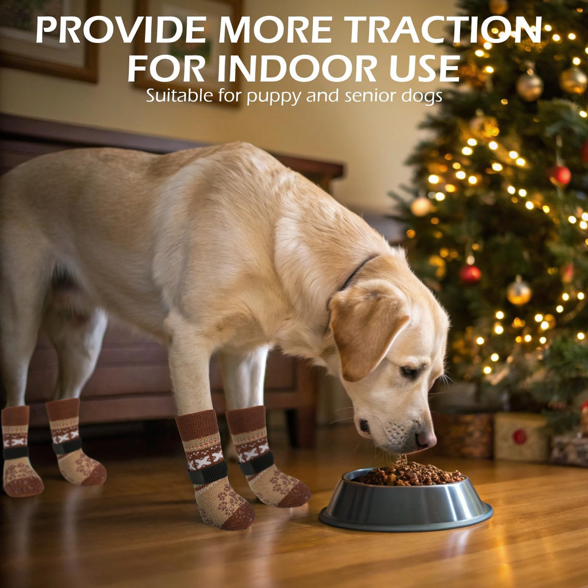 Anti Slip Dog Socks to Prevent Licking Paws for Hot Pavement (Khaki / X-Large)