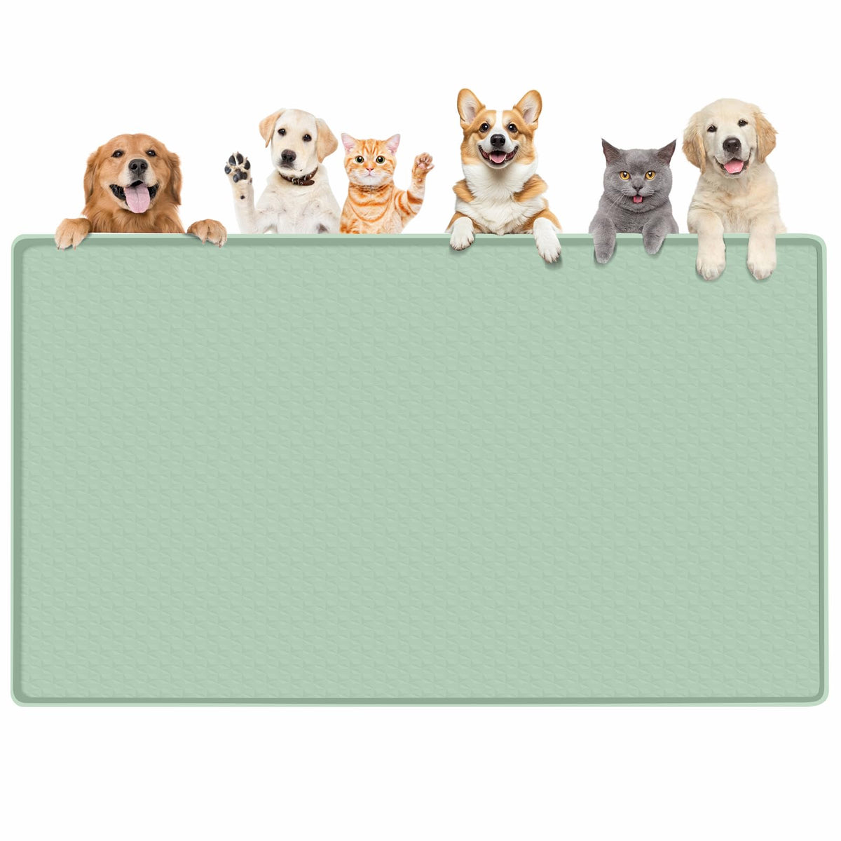 Dog Food Mat 51''x25.6'' Extra Large Dog Mat for Food and Water (51"L x 25.6"W / Green)