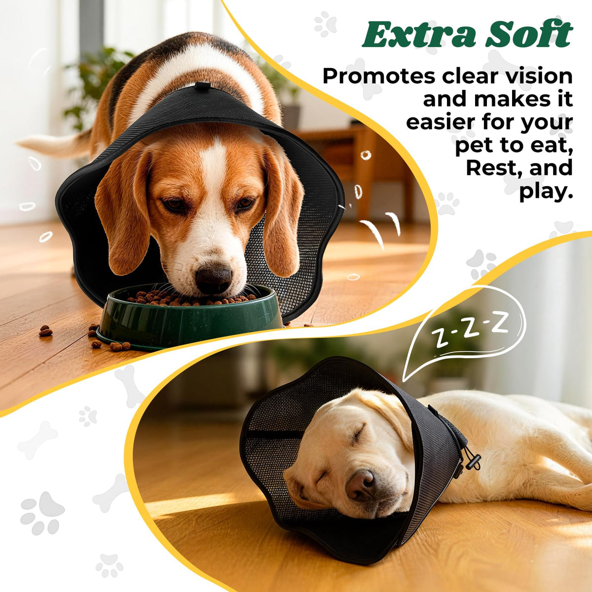 Soft Dog Cone Collar (Black / M(Neck Girth: 13.4''-15.2''))