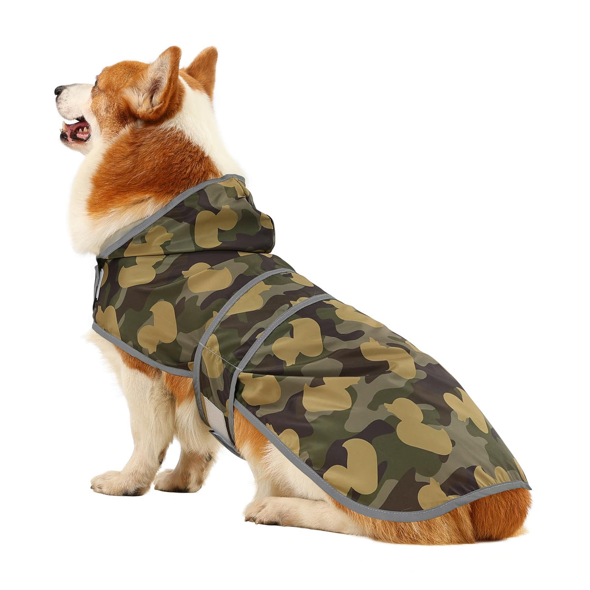 Reflective Dog Poncho Rain Jacket (Camo Ducks / Large)