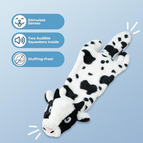 2-in-1 Stuffless Squeaky Dog Toy - zSheep, Cow, Large (Multicolor/Sheep & Cow / Large)