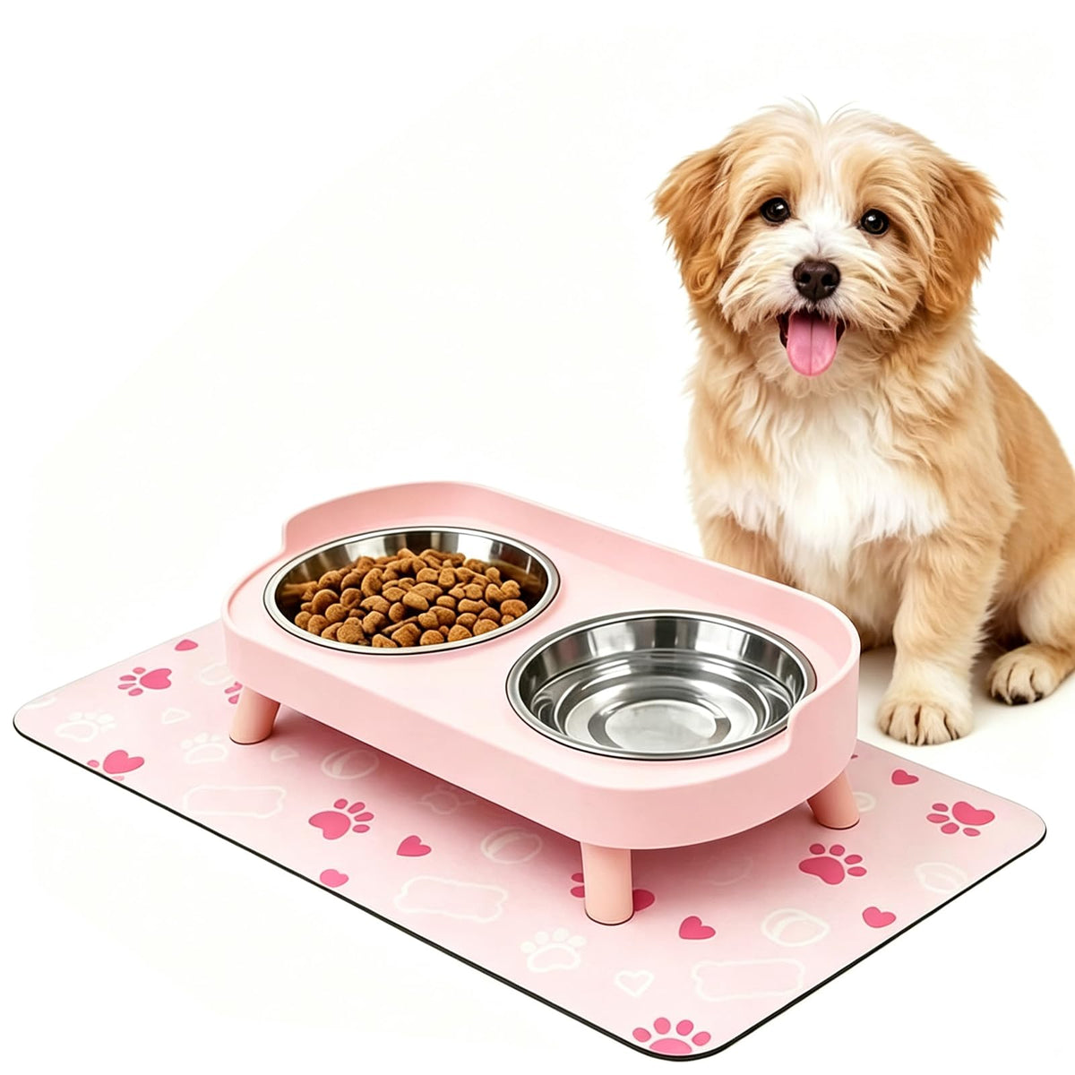 Elevated Dog Bowl (Pink / Small)