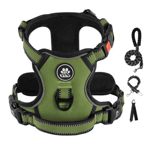 No Pull Dog Harness for Large Dogs (Olive Green / Large)