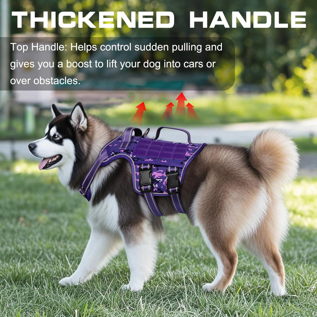 Dog Harness for Large Dogs (Purple Camo / L(Neck:18-24",Chest:25-36"),45-80 lbs)