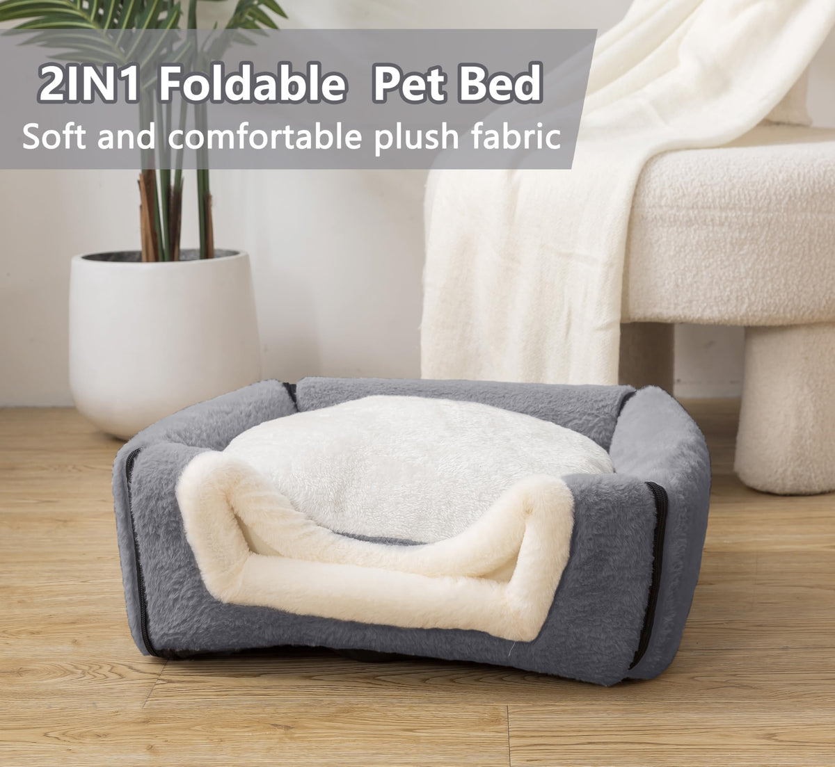 Cat Bed for Indoor Cats (Dark Grey / M:(15.7"×15.7"×14.1"))
