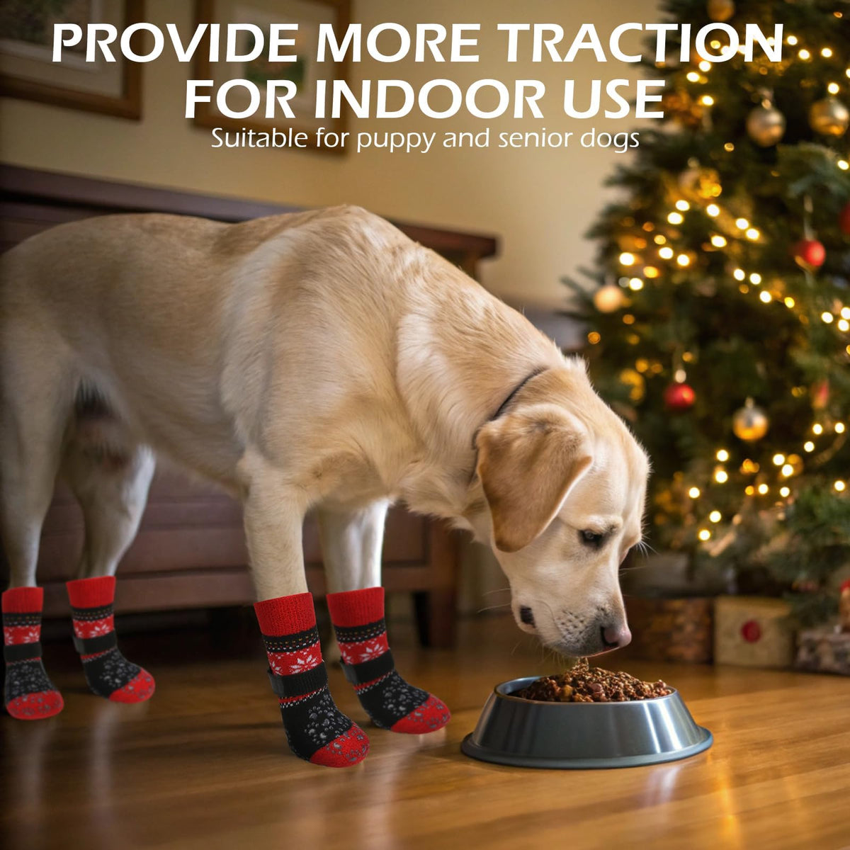Anti Slip Dog Socks to Prevent Licking Paws for Hot Pavement (Black Red / X-Small)