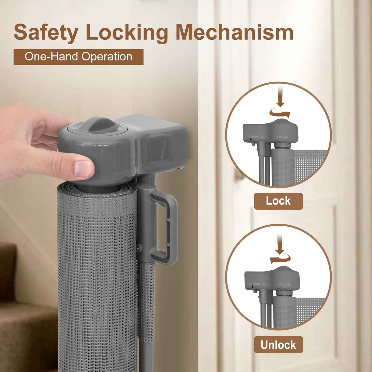 150 inch Reinforced Retractable Baby Gates 34 inch Tall (Gray / 34" Tall x 150" Wide)