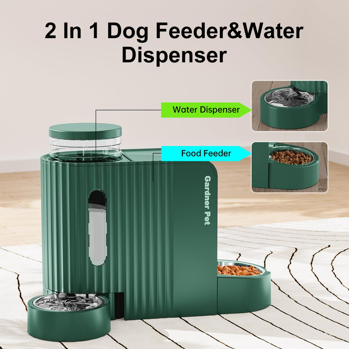 Gravity Automatic Cat Feeder (Large (0.8 Gallon x 2) / Dark Green)