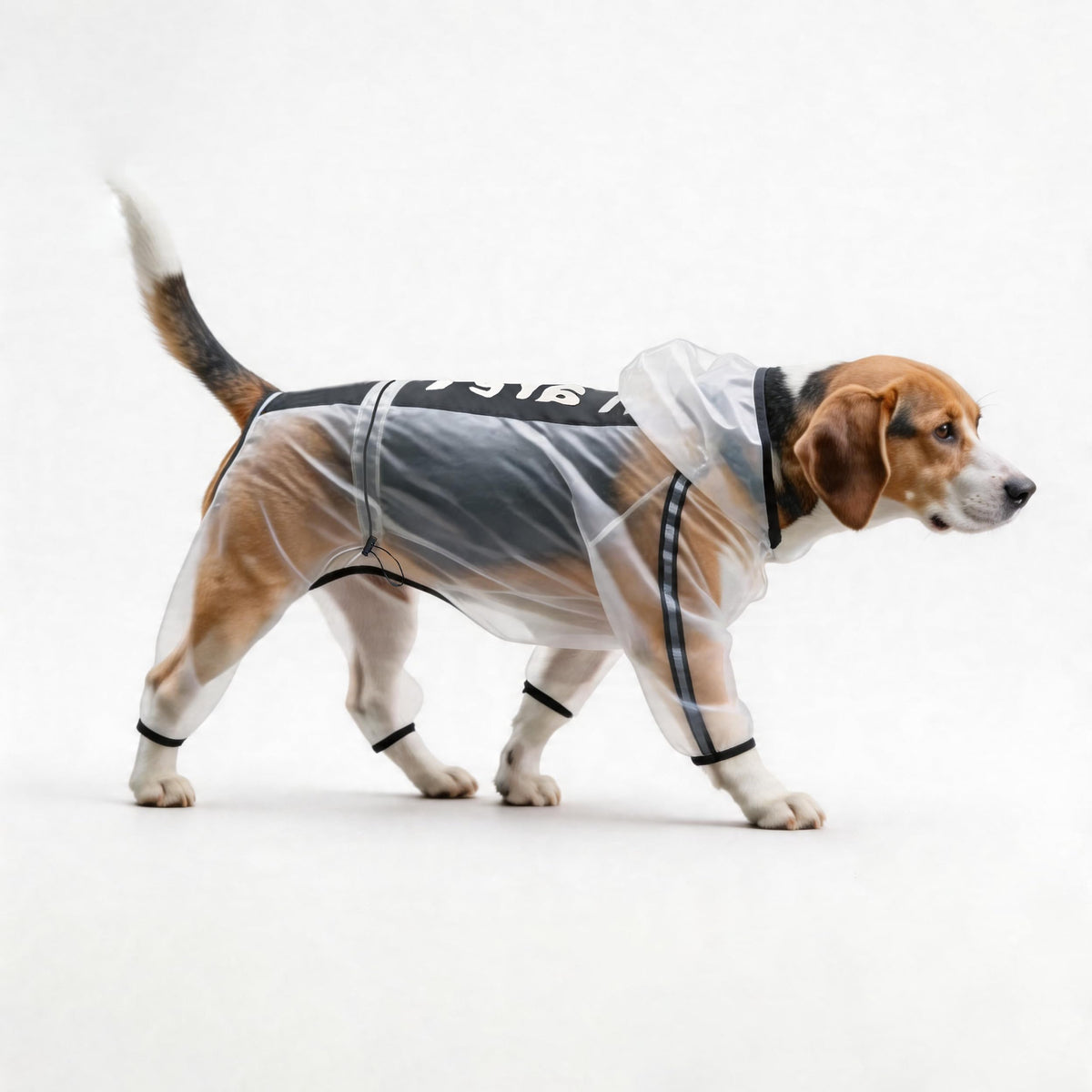 Dog Raincoat Dog Hooded Slicker Poncho (White / M)