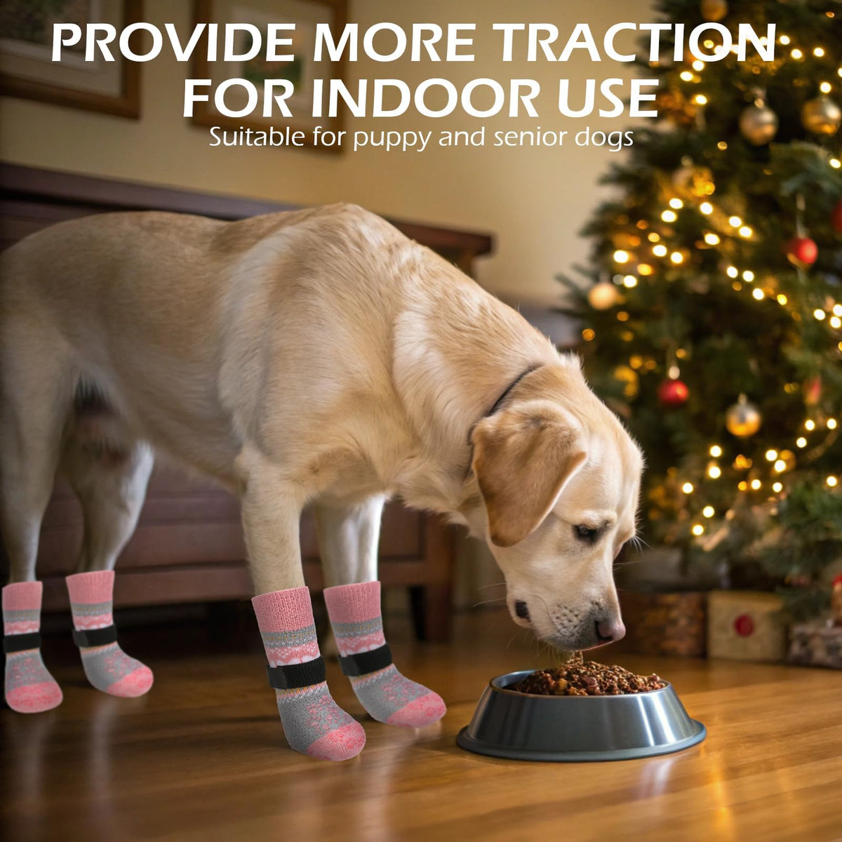 Anti Slip Dog Socks to Prevent Licking Paws for Hot Pavement (Light Pink / Medium)