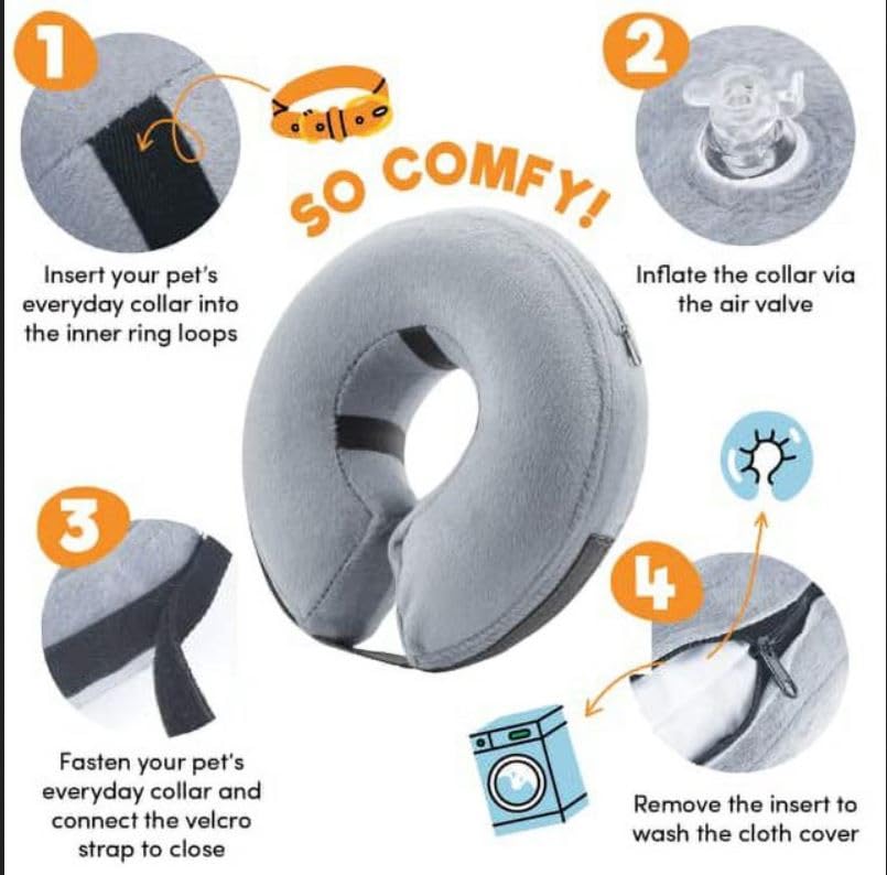 Inflatable Dog Cone Collar Alternative (Blue / Medium [Neck:7"-11"])