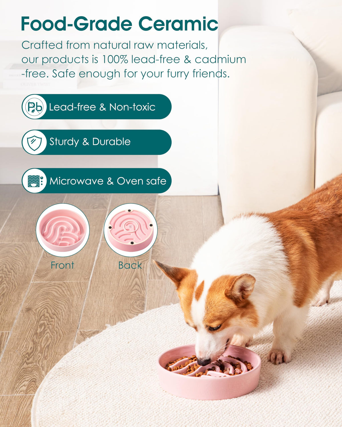 Slow Feeder Dog Bowl (Pink / 1.5 Cups)