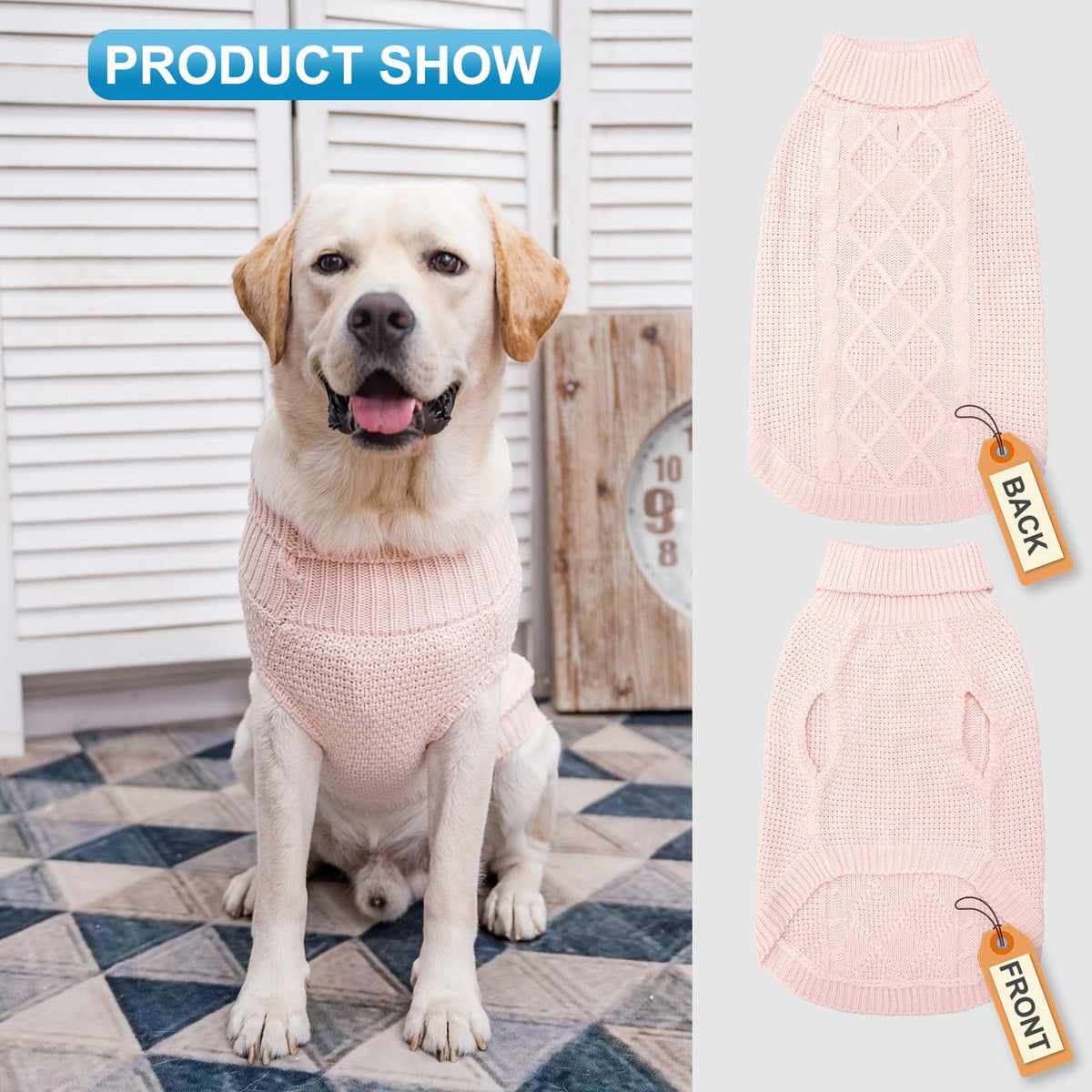 Turtleneck Dog Sweater (Medium / Rosy)