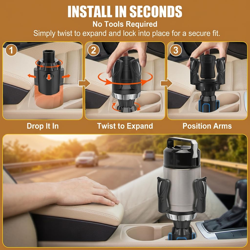 Cup Holder Expander for Car (Silvery)