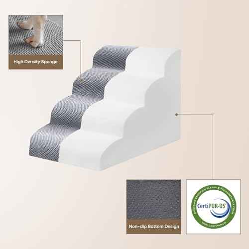 5 Step Pet Stairs for High Beds & Sofas (LightGrey / 5-step 22.8"H)