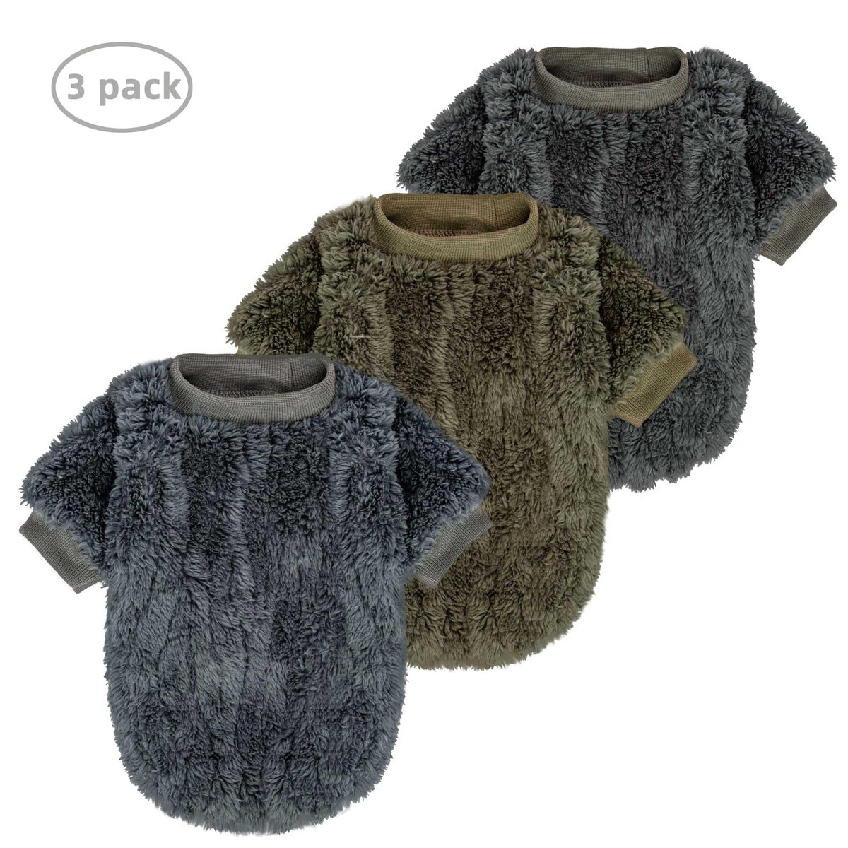 Small Dog Sweater 3 Pack (Dark teal,Army green,Dark grey / Large)